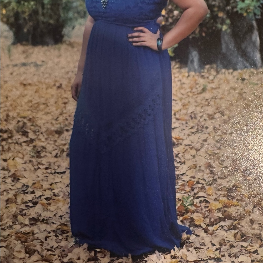 Elegant Blue Lace Maxi Skirt